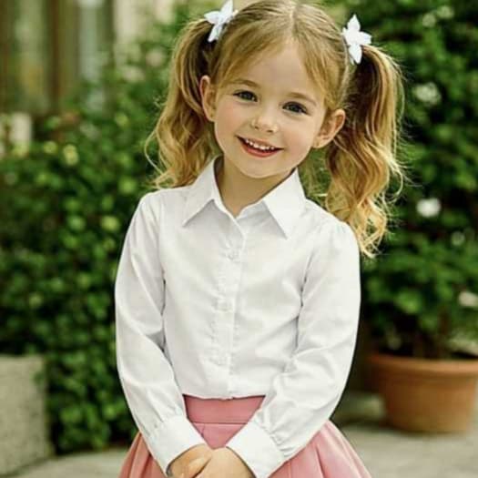 Camisa Infantil Básica Branca Social Menina Manga Longa Look Elegante