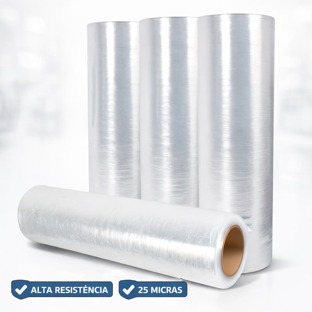 Filme Stretch Plástico Rolo Bobina Embalagens Strech Virgem Transparente
