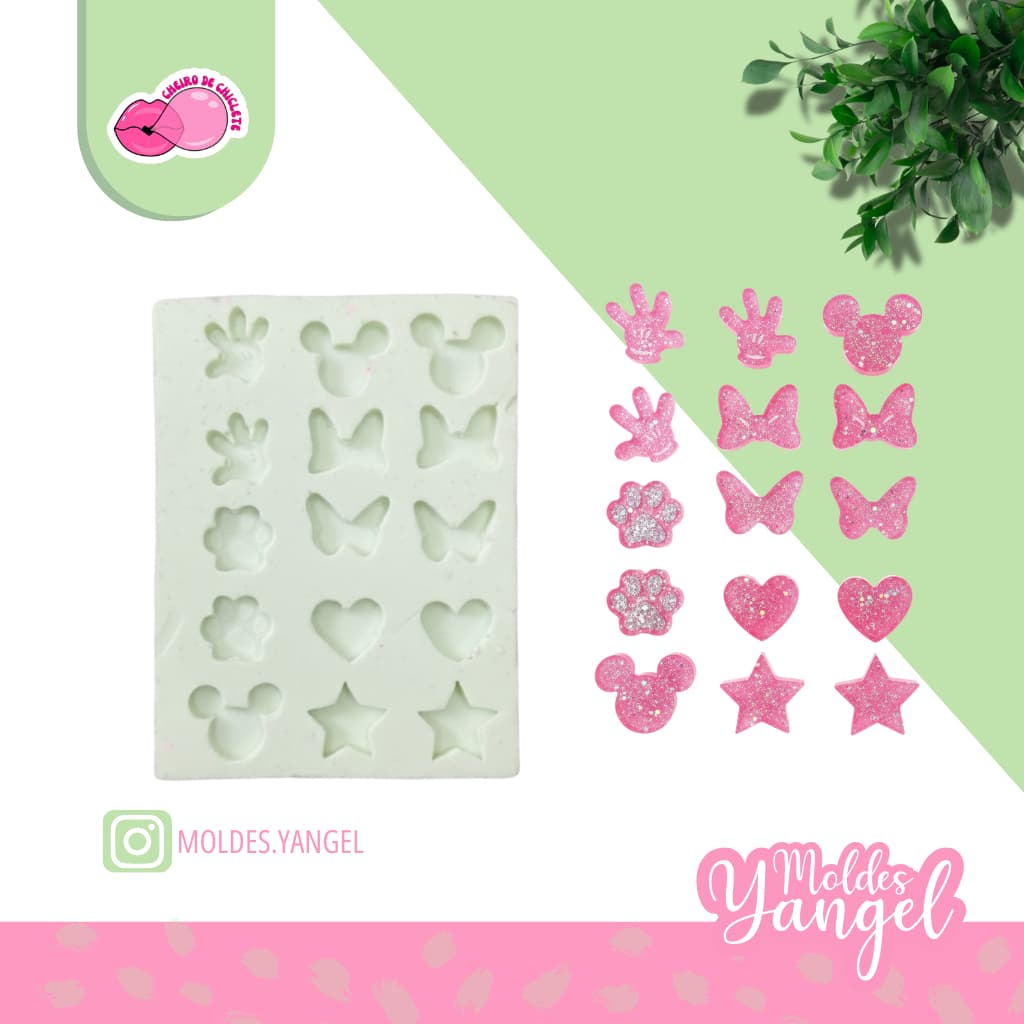 Molde 15 Mini Variados Desenhos Resina