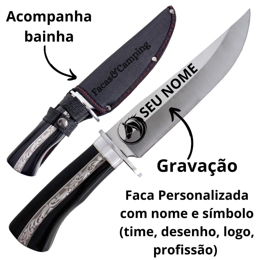 Faca Gravação Personalizada Cozinha Churrasco Afiada Com Bainha