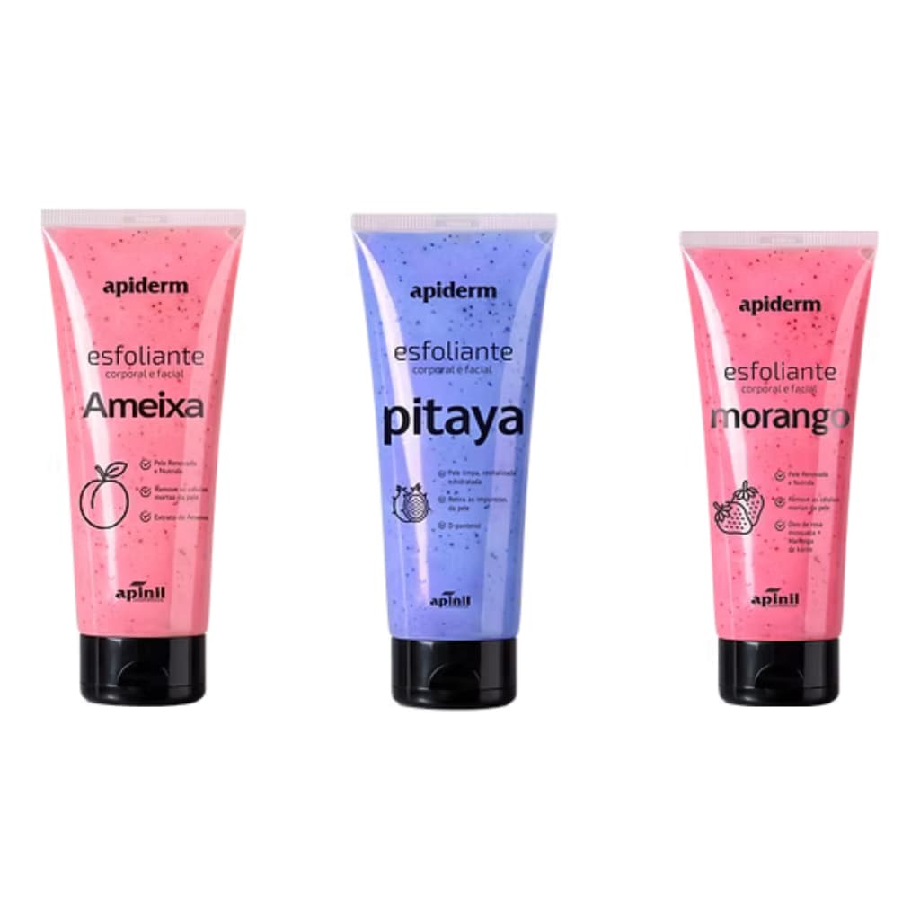 Kit 3 Esfoliante Corporal e Facial 180g Apinil