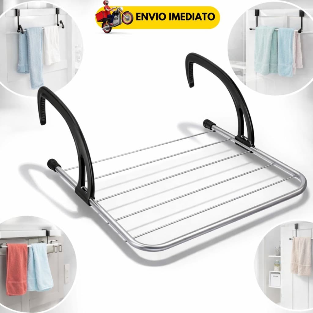 Varal Portátil Para Apartamento Porta Secador De Roupas Retrátil Janela e Parede Dobrável Para Banheiro Lavanderia