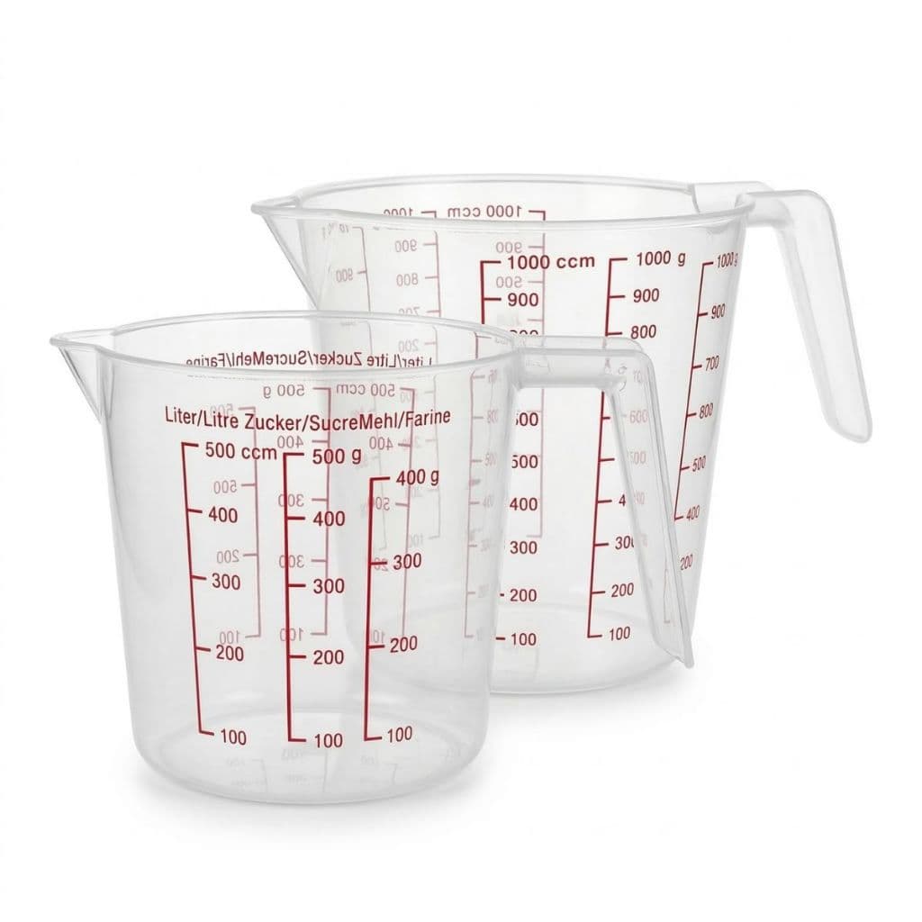 Jarra Medidora De Plástico Com Alça 1 Litro E 500ml Copo Dosador Líquidos Farinhas