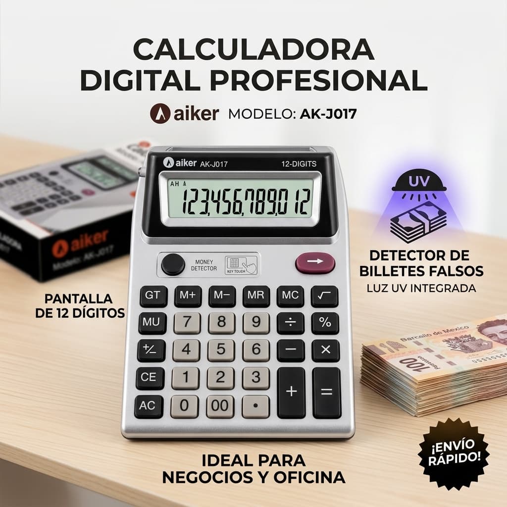Calculadora Eletrônica Duplo Visor +Luz Teste De Nota Falsa 12 Dígitos