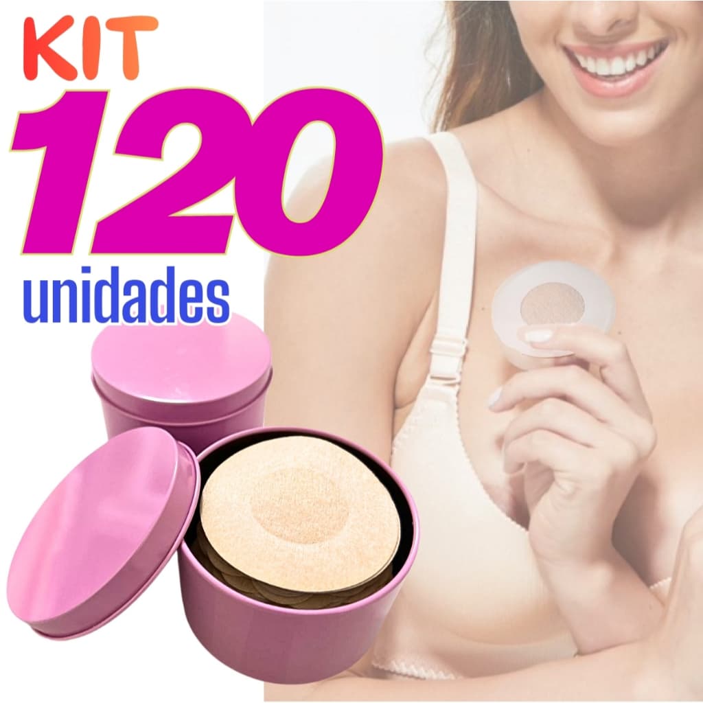 Kit 120 Adesivos Tapa Seio Invisível Bico do Peito c/ Lata