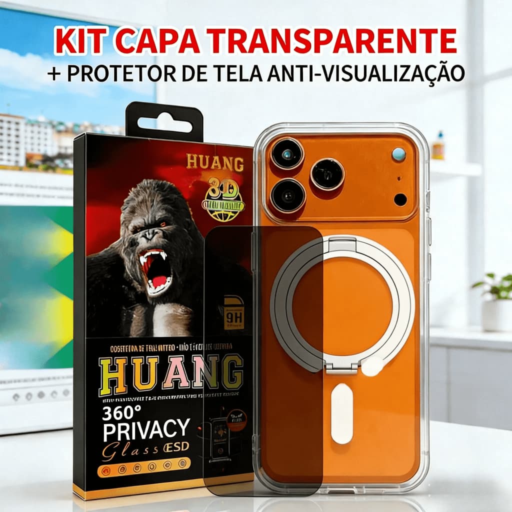 Kit 2em1 Para iPhone 7/8/xr/11/12/13/14/15/15/16/17Promax | 3D Pelicula privacidade - Capa de celular magnética