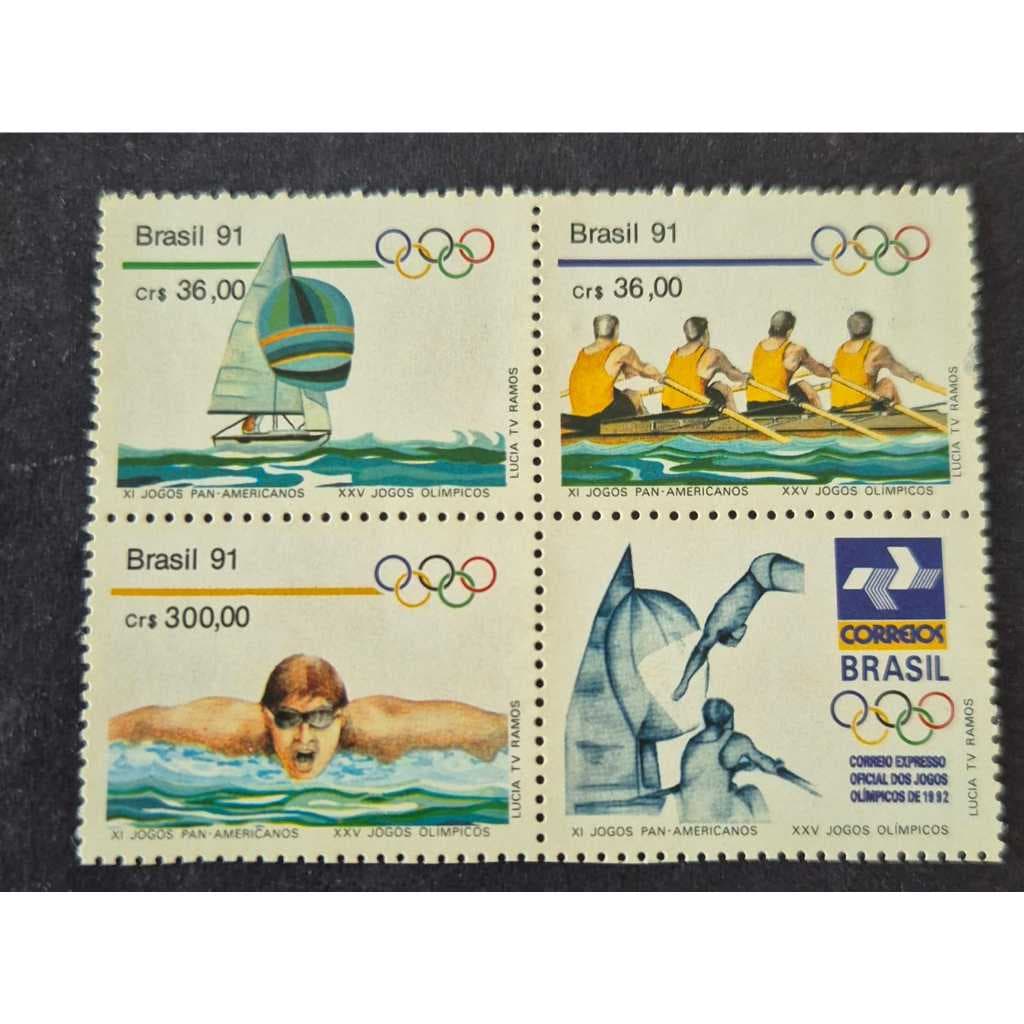 Selo dos correios - XI jogos panamericanos e olimpiadas de Barcelona 1991 C1727 a C1729. Selos novos