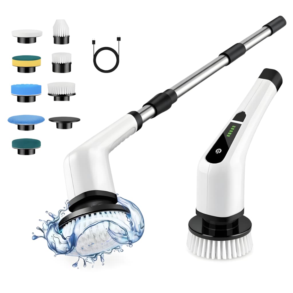 Esfregão Mop 9 Em 1 Escova De Limpeza Elétrica Multiuso Rotatória Magica Limpa Canto Friso Banheiro