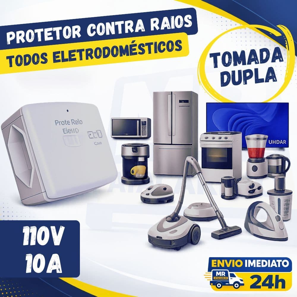 Protetor Contra Raios Surtos Picos 110V Eletrodomésticos TV Geladeira Notebook Airfryer Micro-ondas