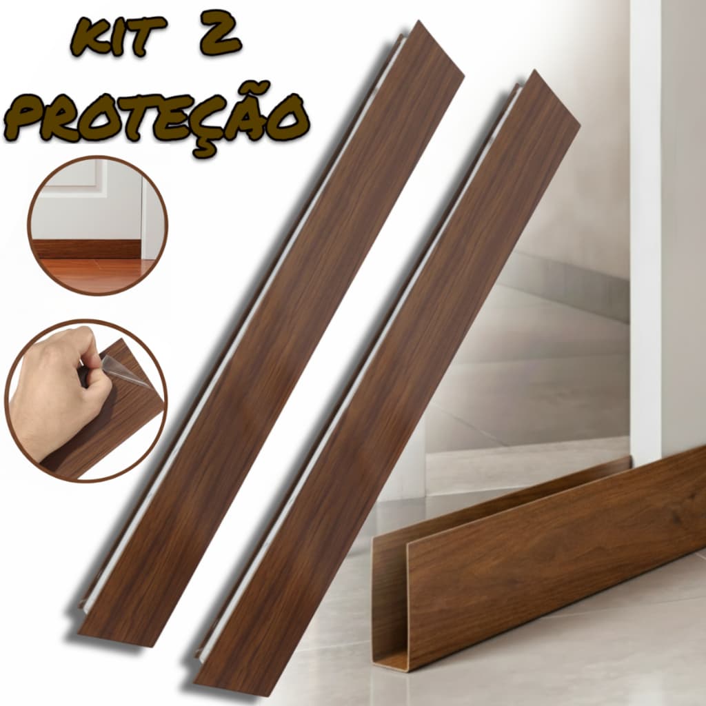 Kit 2 Proteção De Porta Contra Umidade Cor Madeira Premium