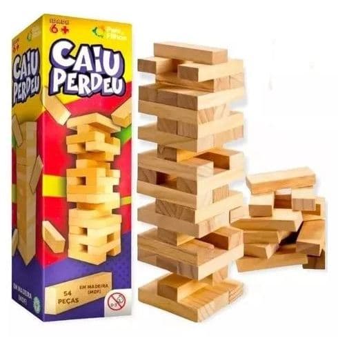 Jogo de Madeira Caiu Perdeu - Ecológico e Durável, Desenvolve Habilidades, 1 Jogo