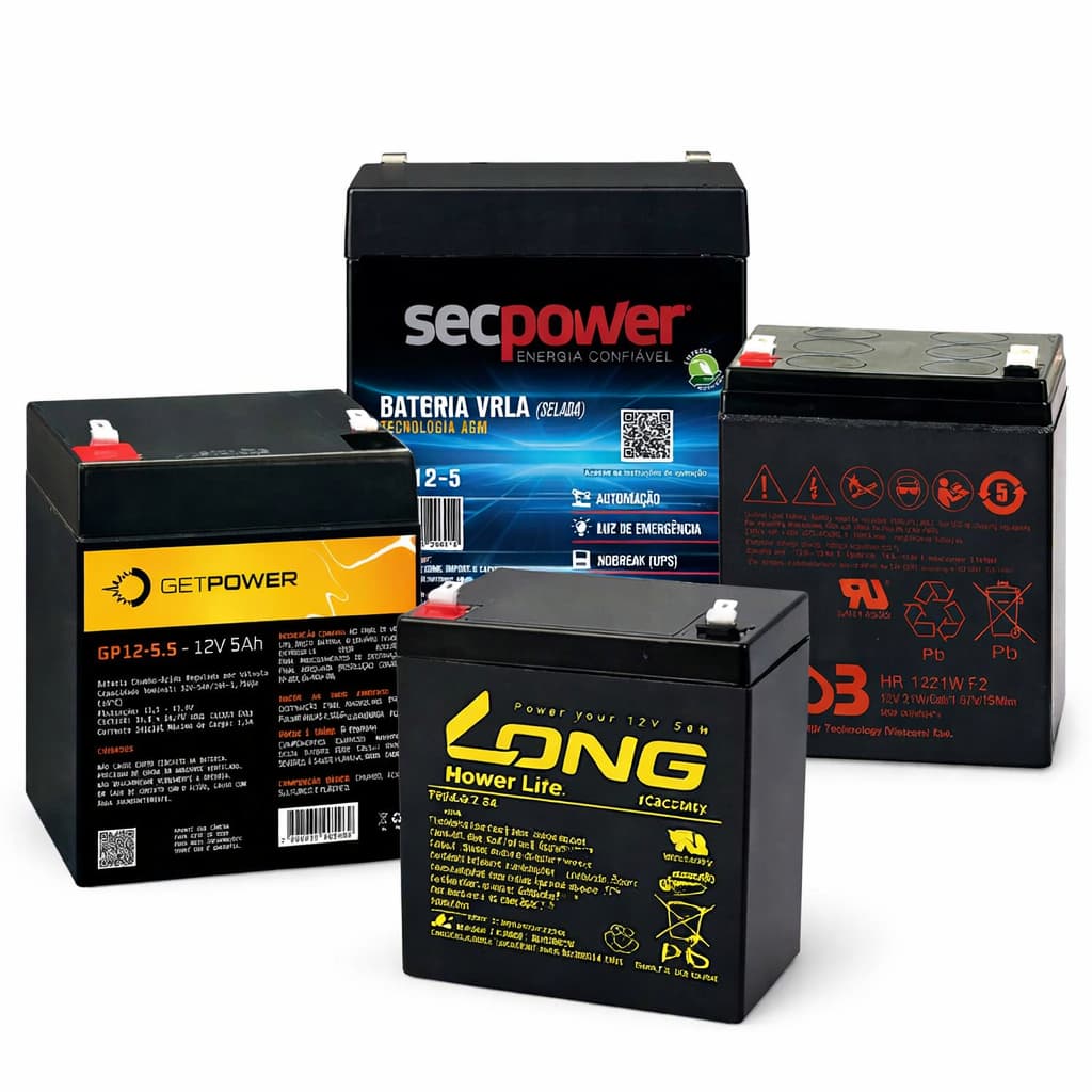Baterias 5Ah / 12V - Nobreak, Sistema de Alarme, Caixa de Som Várias Marcas - Envio Conforme Estoque