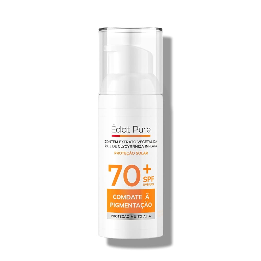 Éclat Pure protetor solar Facial FPS70 Clareador 50ml Controle da oleosidade e hidratação Toque Leve e UsoDiário