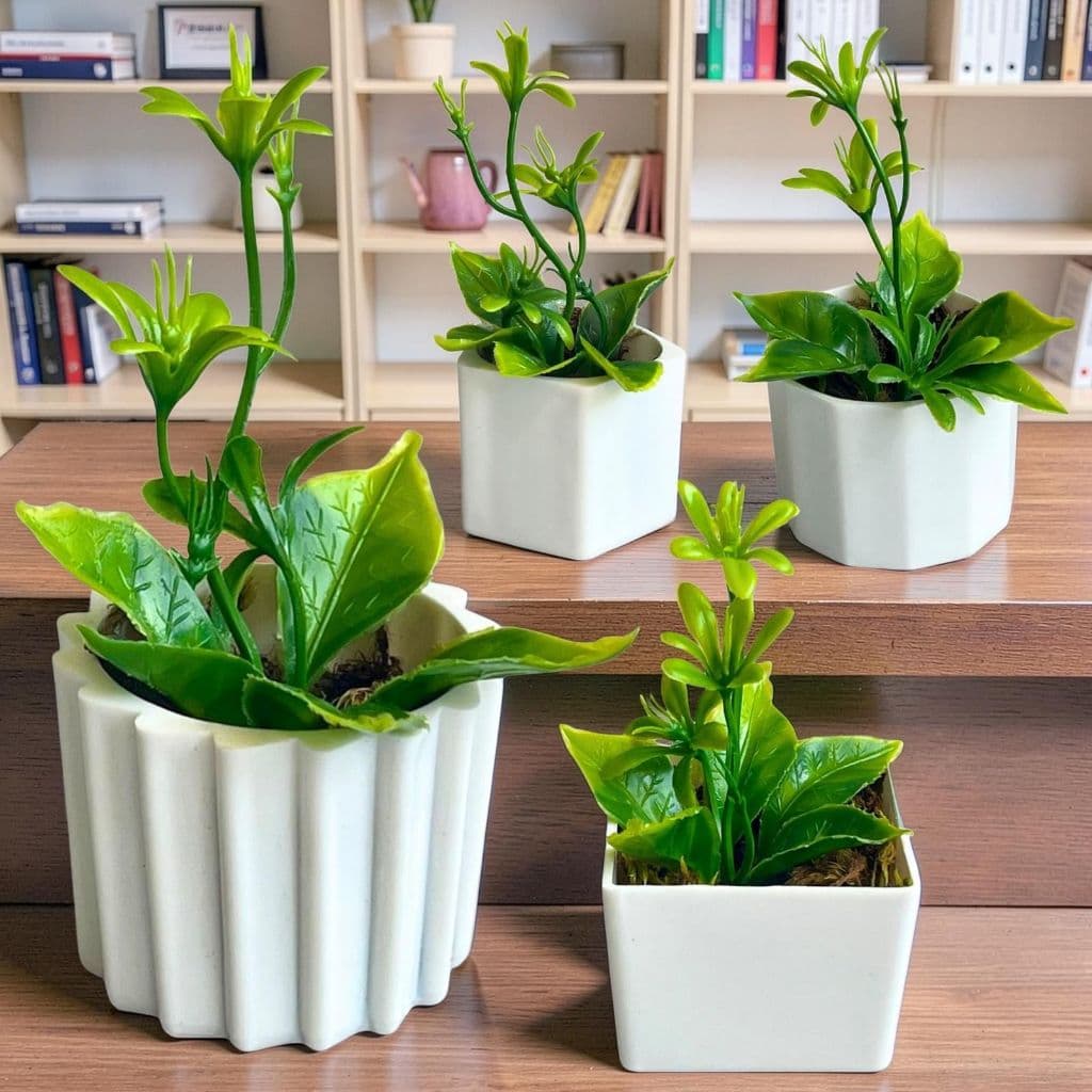 Kit 4 Vasos com Musgo Verde - Enfeite de Mesa ou Prateleira