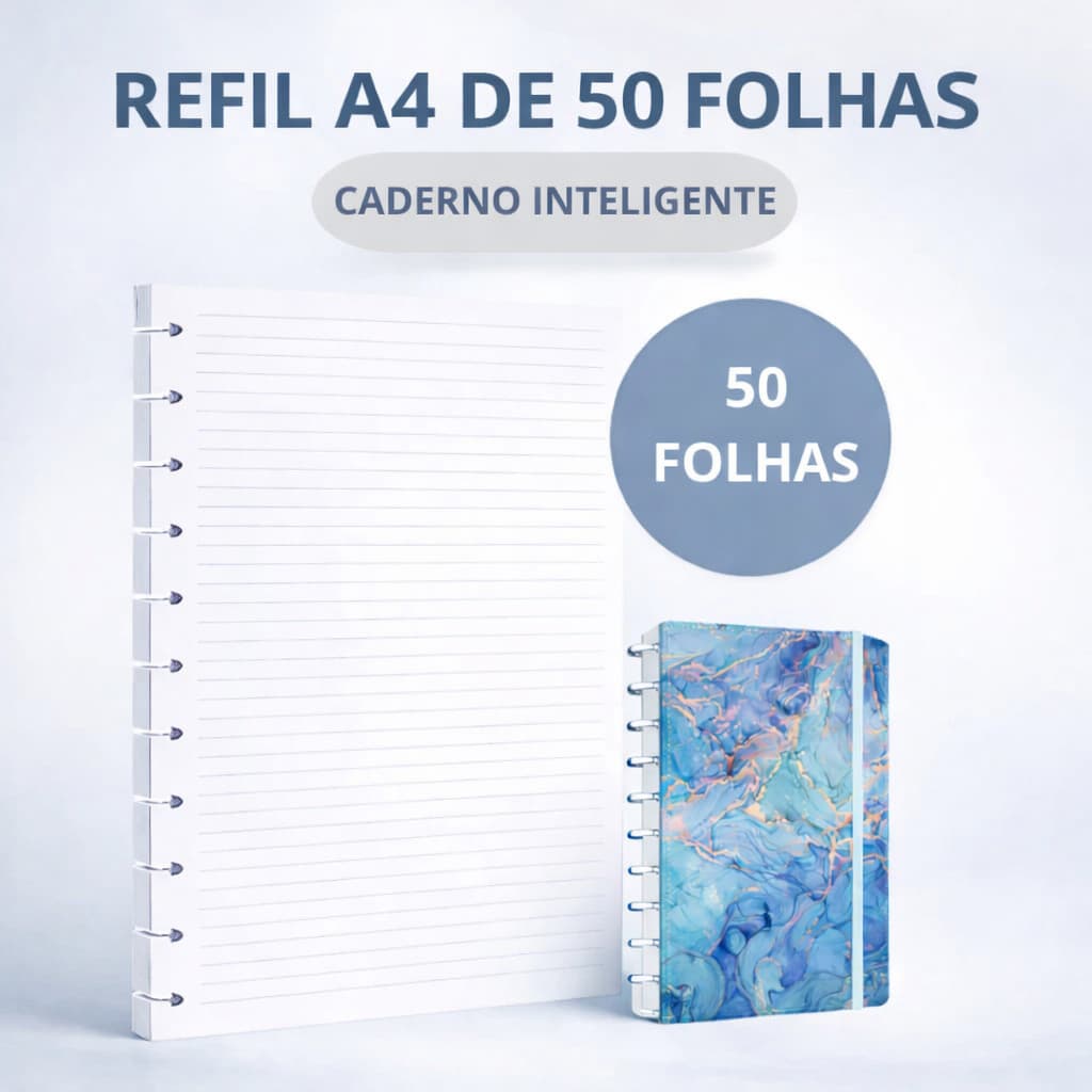 Refil Folhas Pautadas Para Caderno Inteligente 11 Discos A4 Grande