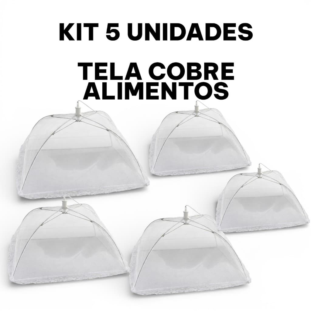Kit 5 Cobre Alimentos Retrátil Tela Anti Moscas Insetos