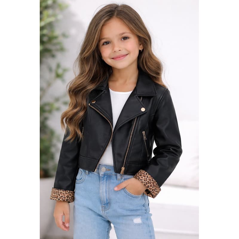 CASACO JAQUETA PRETA INFANTIL 2 ao 16 MENINA DE COURO FAKE COURINO MODA BLOGUEIRINHA