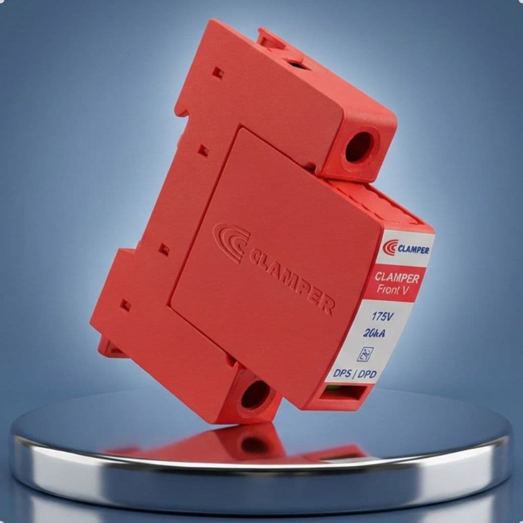 Protetor De Surto DPS Clamper Front V 175V 20KA Anti Raio Para Quadro De Luz Trilho Din Classe 2