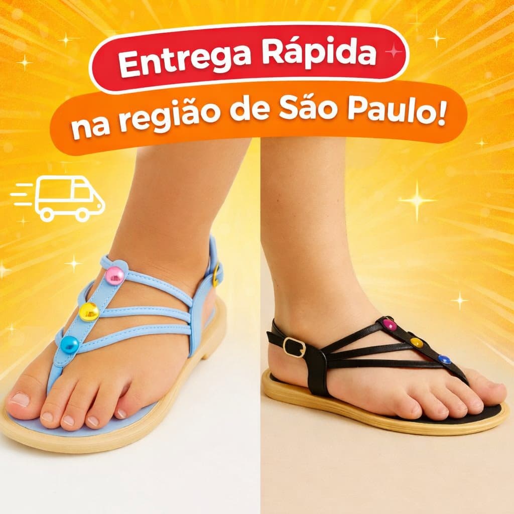 Sandália Infantil Feminina Color Fun – Leve, Confortável e Antiderrapante | Cores Variadas | Conforto Diário