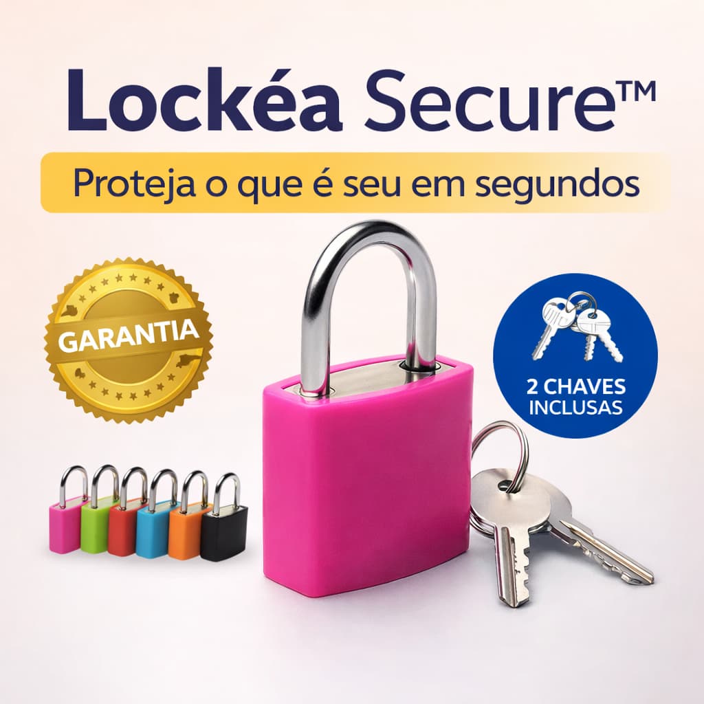 Cadeado Colorido com Chave Lockéa Segurança Portátil