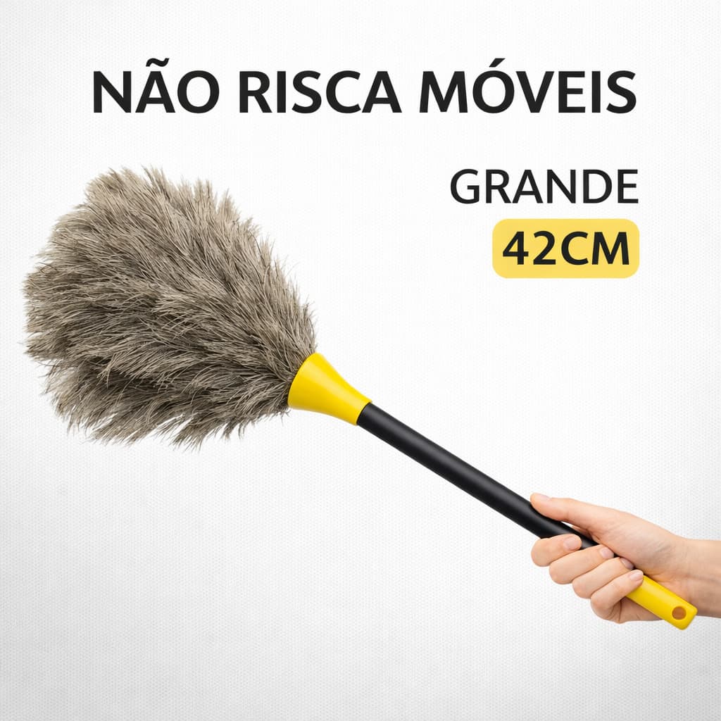 Espanador de Pó 42cm Grande Penas Naturais Peru Não Risca Móveis Limpeza de Casa Eletrônicos Poeira