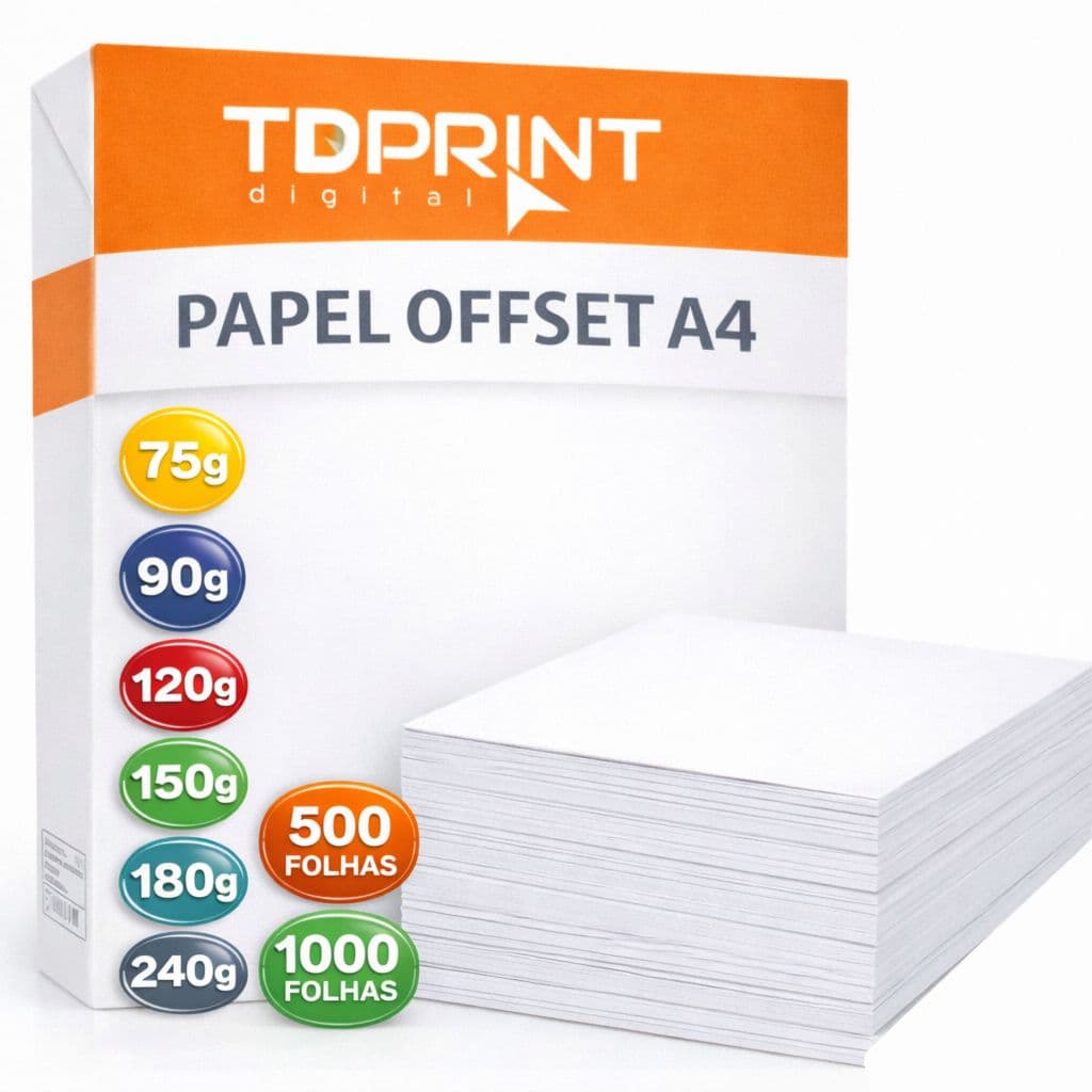 PAPEL OFFSET A4 75g, 90g, 120g, 150g, 180g e 240g KIT 500, 1000 FOLHAS