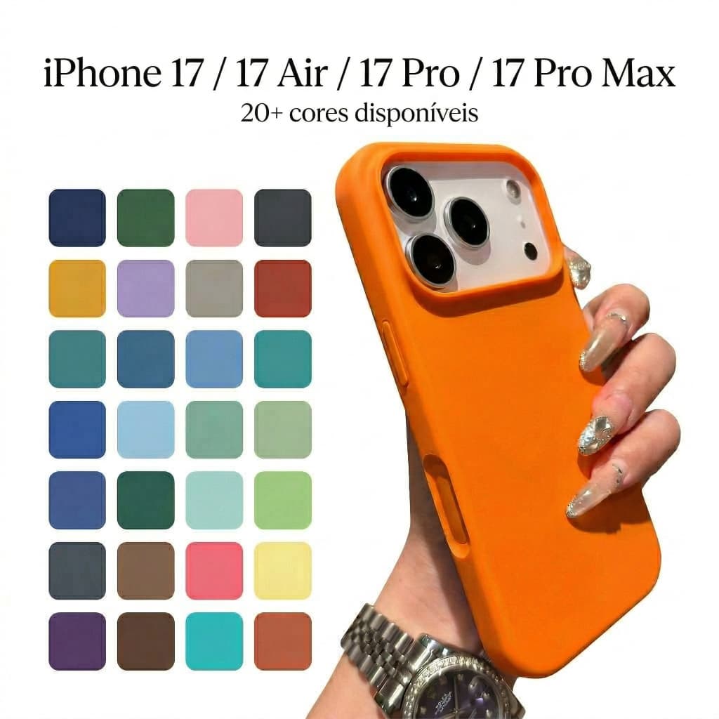 Capa Silicone Aveludada para iPhone 17 / 17 Air / 17 Pro / 17 Pro Max Antichoque Premium Toque Macio