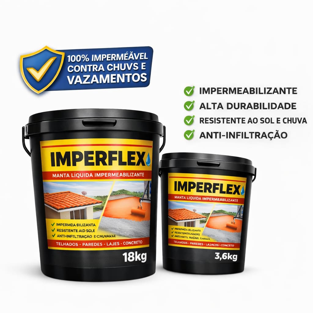 Manta Líquida Emborrachada Impermeabilizante 18kg - Uso em Lajes Telhados Paredes - Imperflex