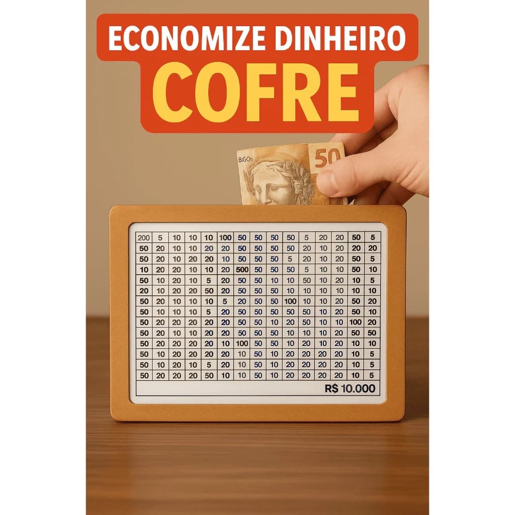 Cofre Desafio 20mil/10mil/5mil/1mil - Caixa Dinheiro De Madeira - Método Japonês - Escolha seu Objetivo!