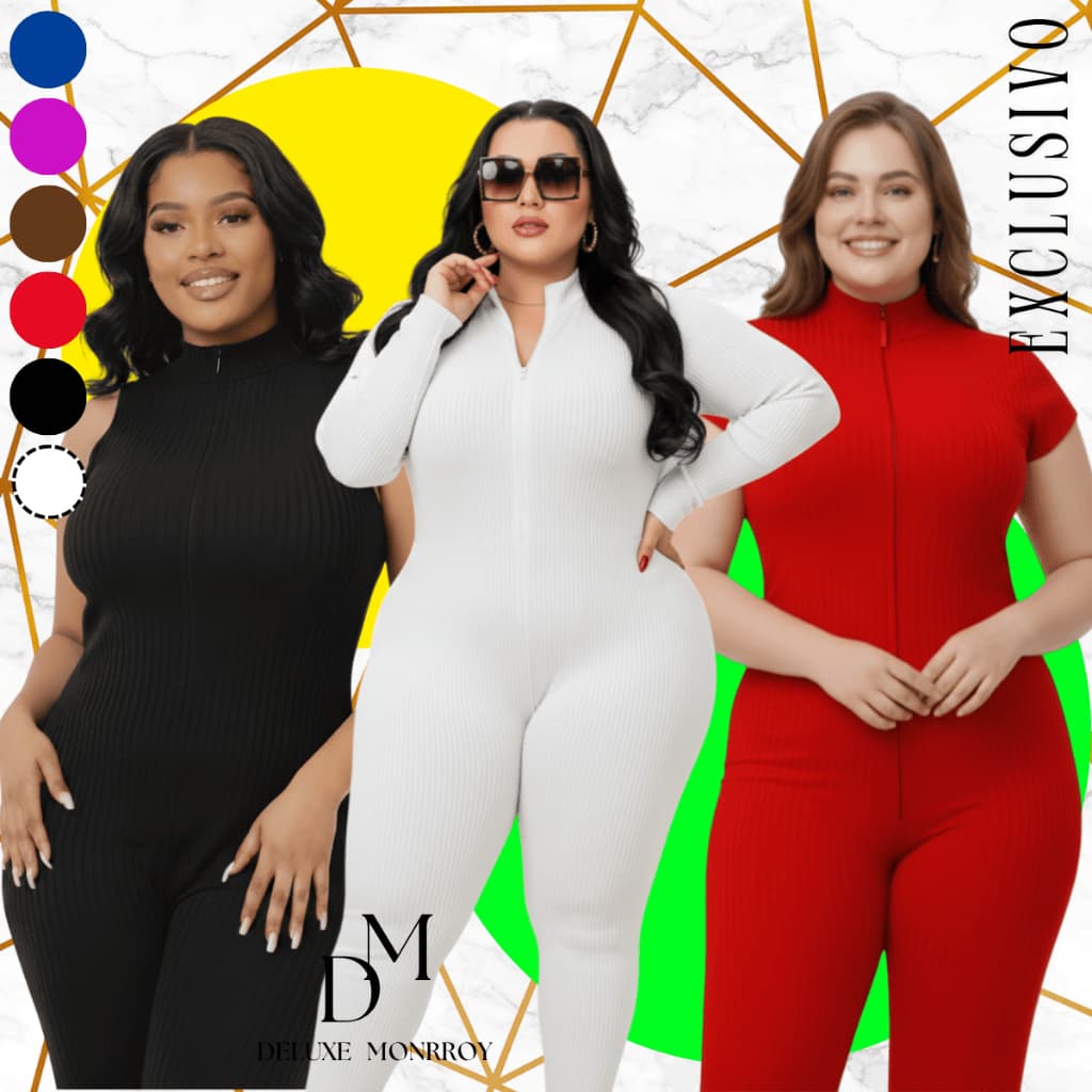 Macacão Virgínia Plus Size 🔥😍 Manga Longa Curta Regata Gola Alta Zíper Frontal Luxo Anarruga 2026