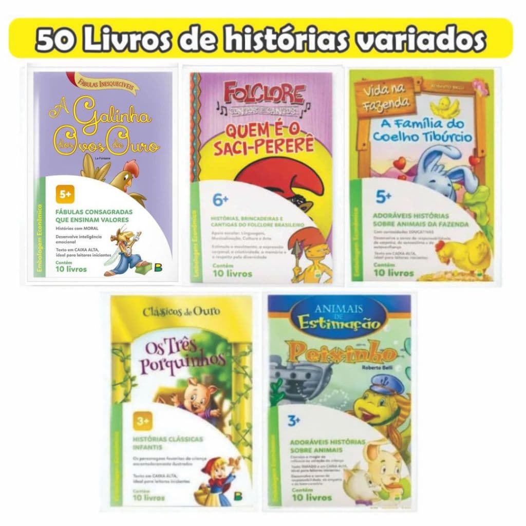 50 Livros Infantis C/ Histórias Clássicos Variadas Atacado