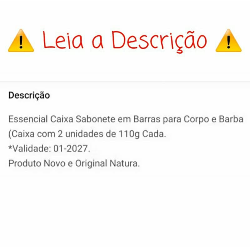 Essencial Caixa Sabonete em Barras para Corpo e Barba (Caixa com 2 unidades de 110g Cada.*Validade: 01-2027