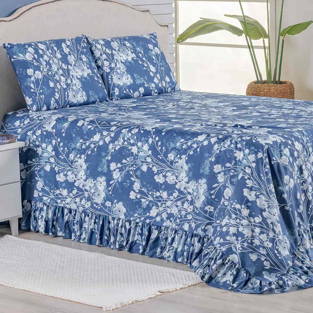 Kit Colcha Cobre Leito Casal Padrão 400 Fios Toque Macio 3 Peças com Porta Travesseiro