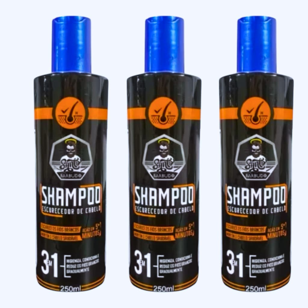 Shampoo Escurecedor de Cabelo preto absoluto para cabelos grisalhos Santo Barbudo