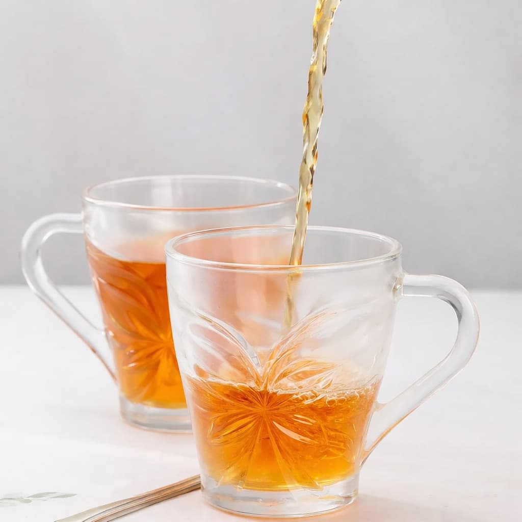 Jogo 6 Xícaras Caneca Borboleta Em Vidro Resistente Com Alça 280ml