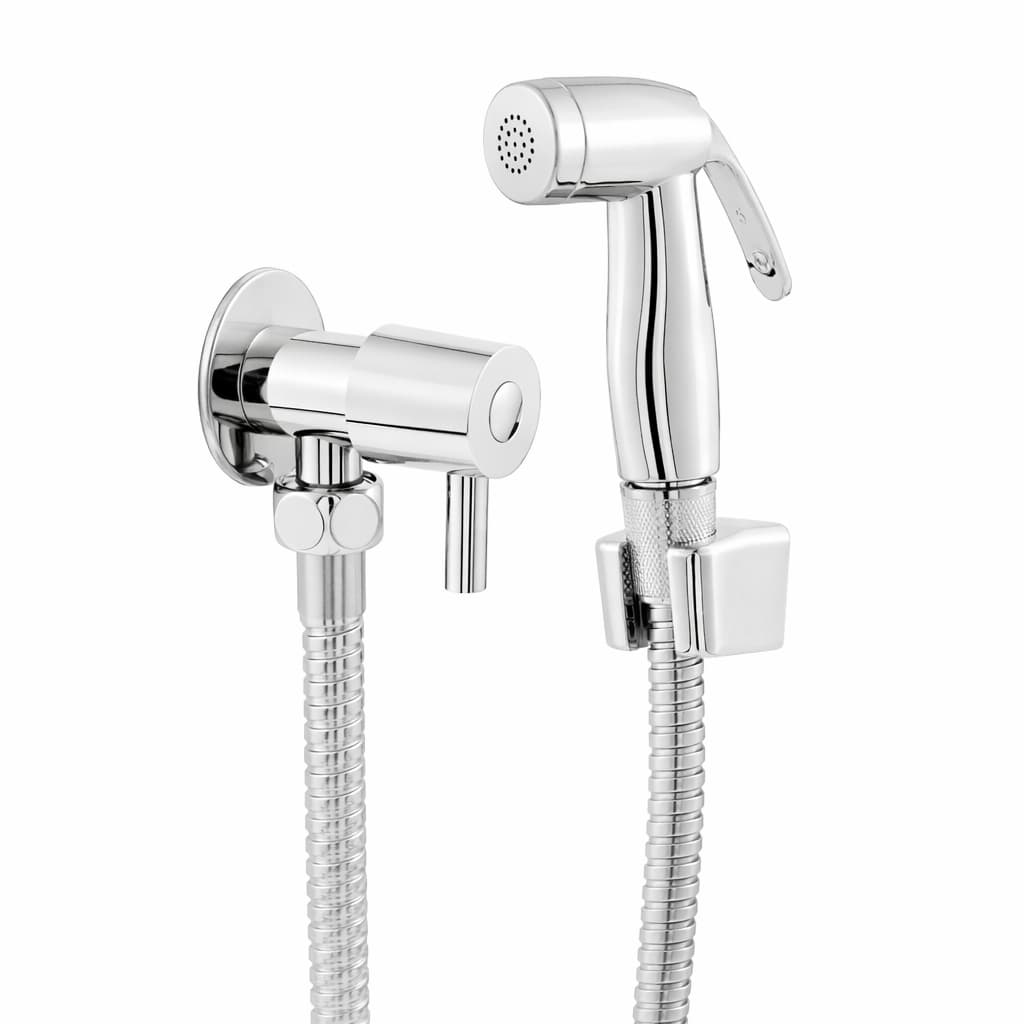 Ducha Higiênica Banheiro Luxo ABS Cromada/Preta Mangueira Metálica 1,20m Chuveirinho Privada Registro