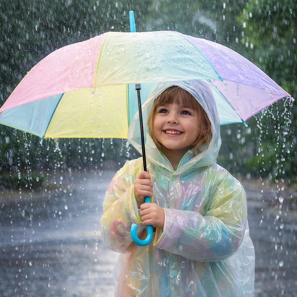 Guarda chuva colorido - Infantil - Rosa / Amerelo / Azul / Verde - Chuva - Escolar