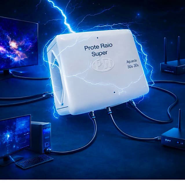 Protetor De TV Contra Raios Surtos Picos De Energia baixa tensão (oscilações na rede) com temporizador ORIGINAL