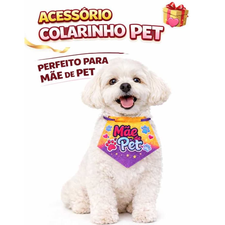 Kit Colarinho Gravata Dia Das Mães Gargantilha Pet Shop Cachorro Gato Estampa Variada Atacado