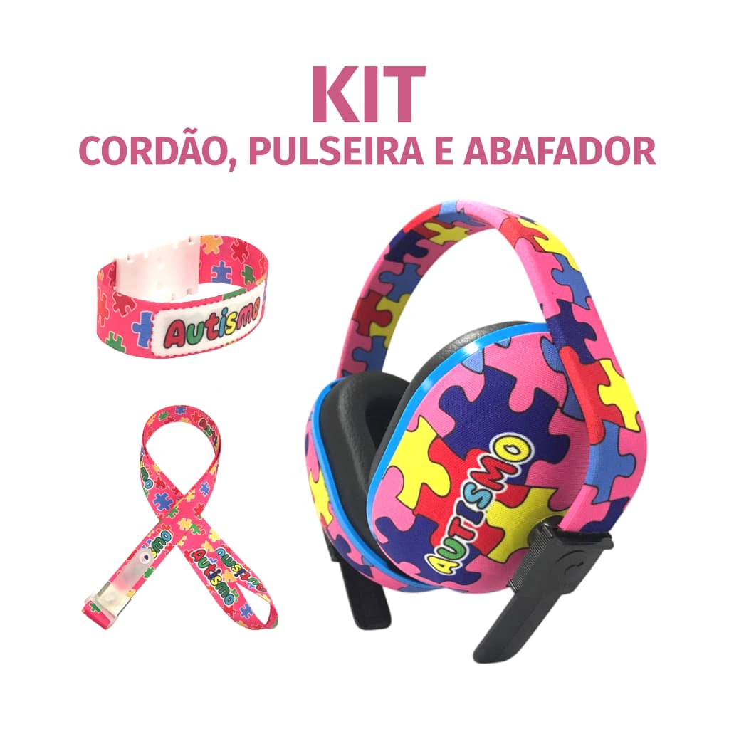 Kit Abafador Personalizado Autismo P/ Criança e Adulto Protetor Protetor de Ouvido Ajustável
