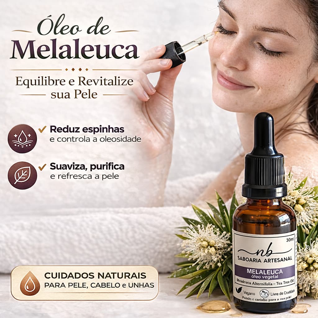 Óleo Vegetal Melaleuca 100% Puro Elimina Caspa e Seborreia