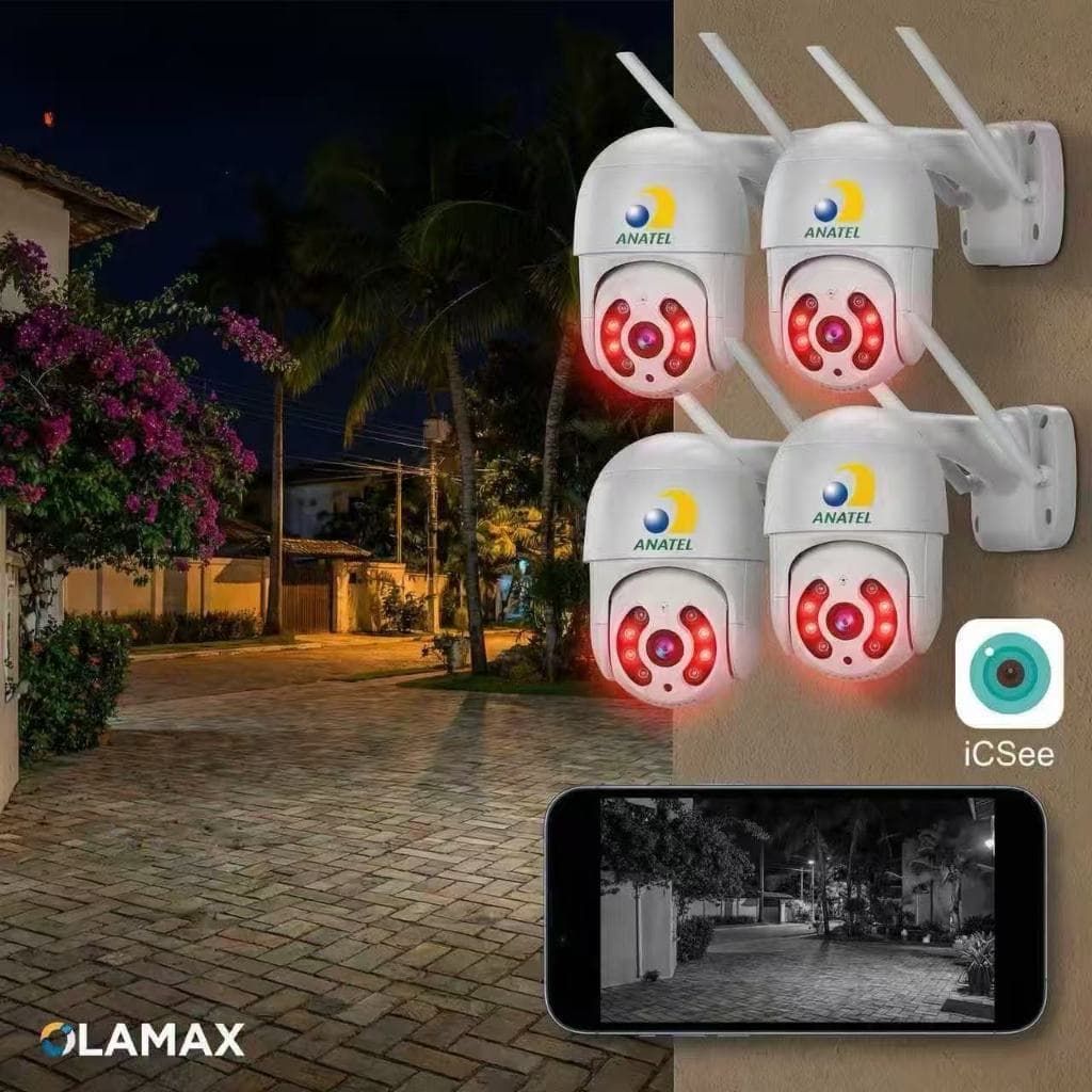 Kit Câmera Segurança Dome WiFi Externa Prova D'água A8 Yoose | Monitoramento Casa Loja Sem Fio