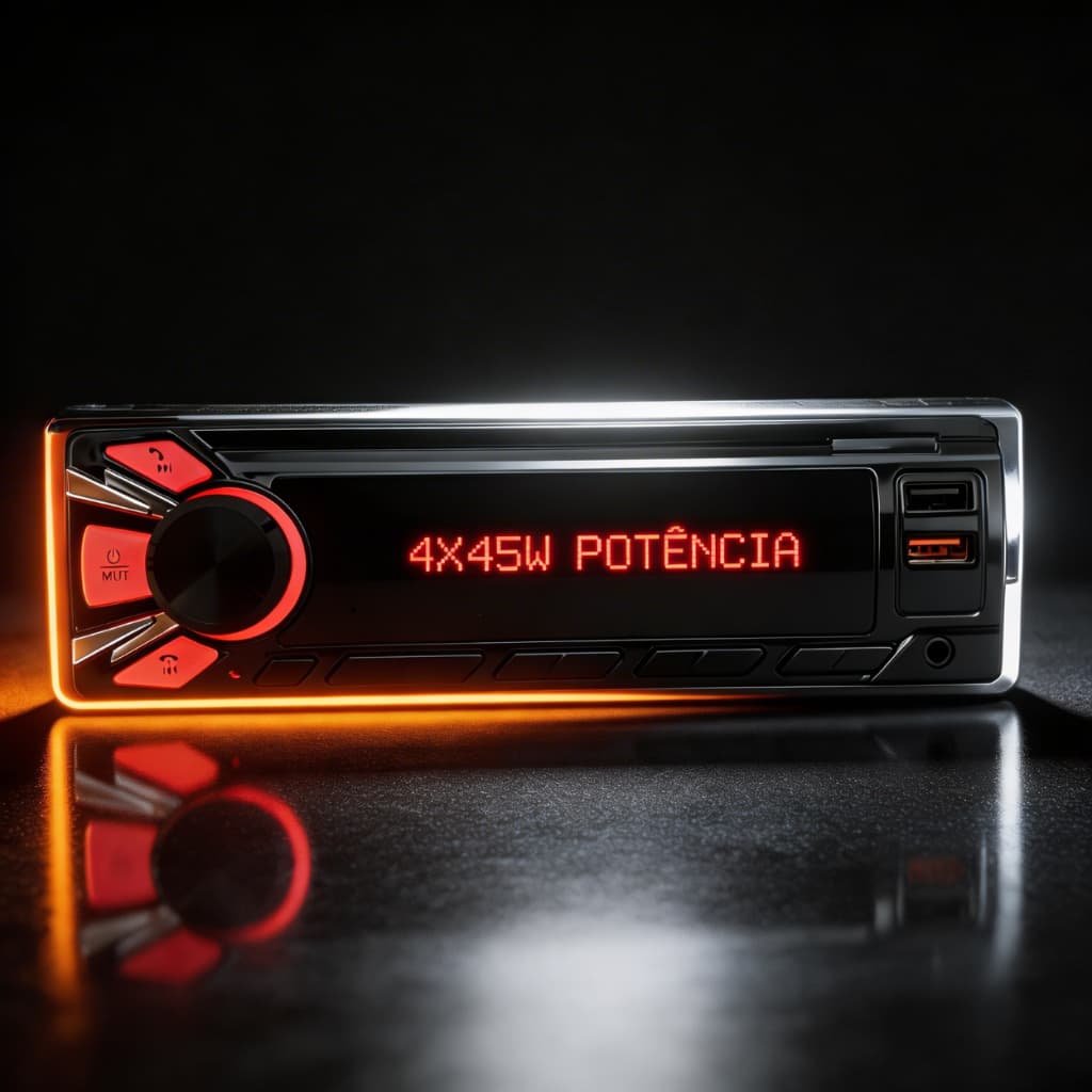 Rádio 1 Din 4x45W 2USB Bluetooth RCA AUX Display 7 Cores Orkan