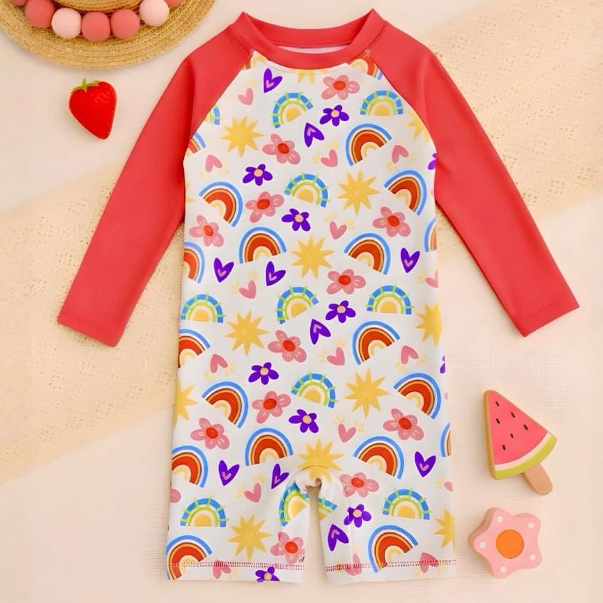 Roupa de Banho Bebê Criança Menina 1 a 6 Anos Macaquinho Piscina Praia e Natação