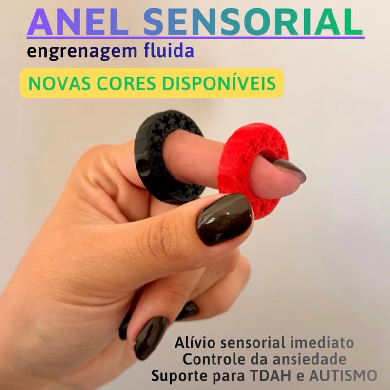 Anel Sensorial Giratório Antiestresse - Alívio TDAH, Autismo e Ansiedade - Fidget Toy Terapêutico