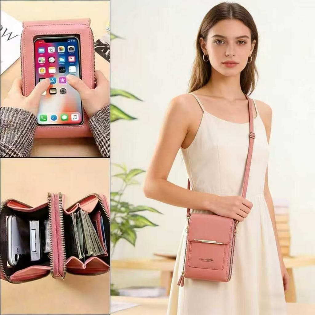 Crazy Bag Bolsa Feminina Transversal Touch Screen com Porta Celular e Cartão Fecho Magnético