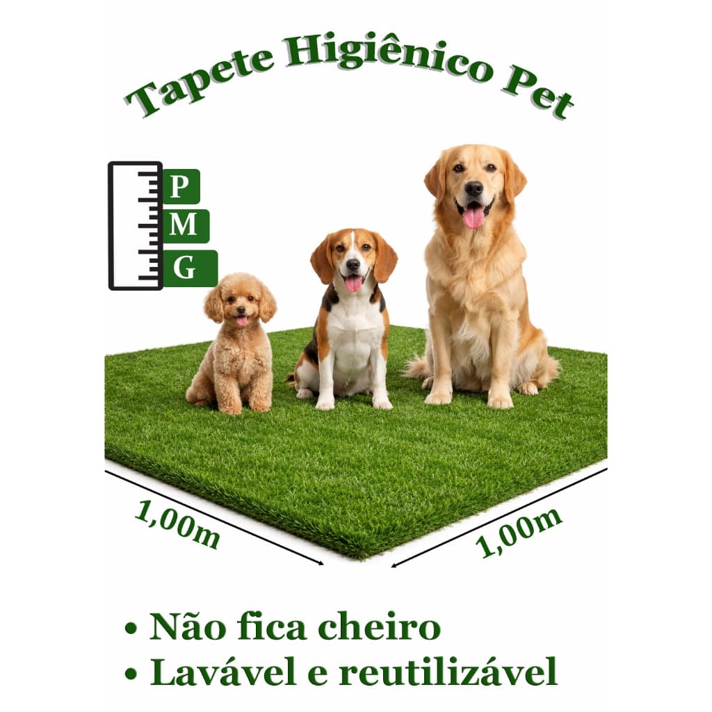 Tapete Higiênico Grama Pet Lavável Reutilizável Cachorro Gatos Não Fica Cheiro Pequeno Grande Porte