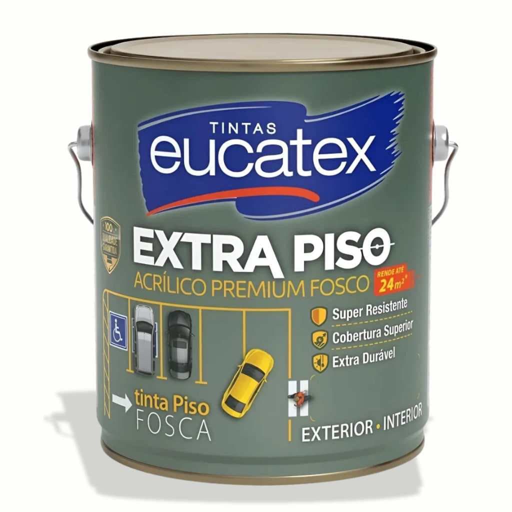 Tinta Acrilica Eucatex Premium Extra Piso Lavável, Ideal para Piso Externo e Muros Galão 3,6l Cores