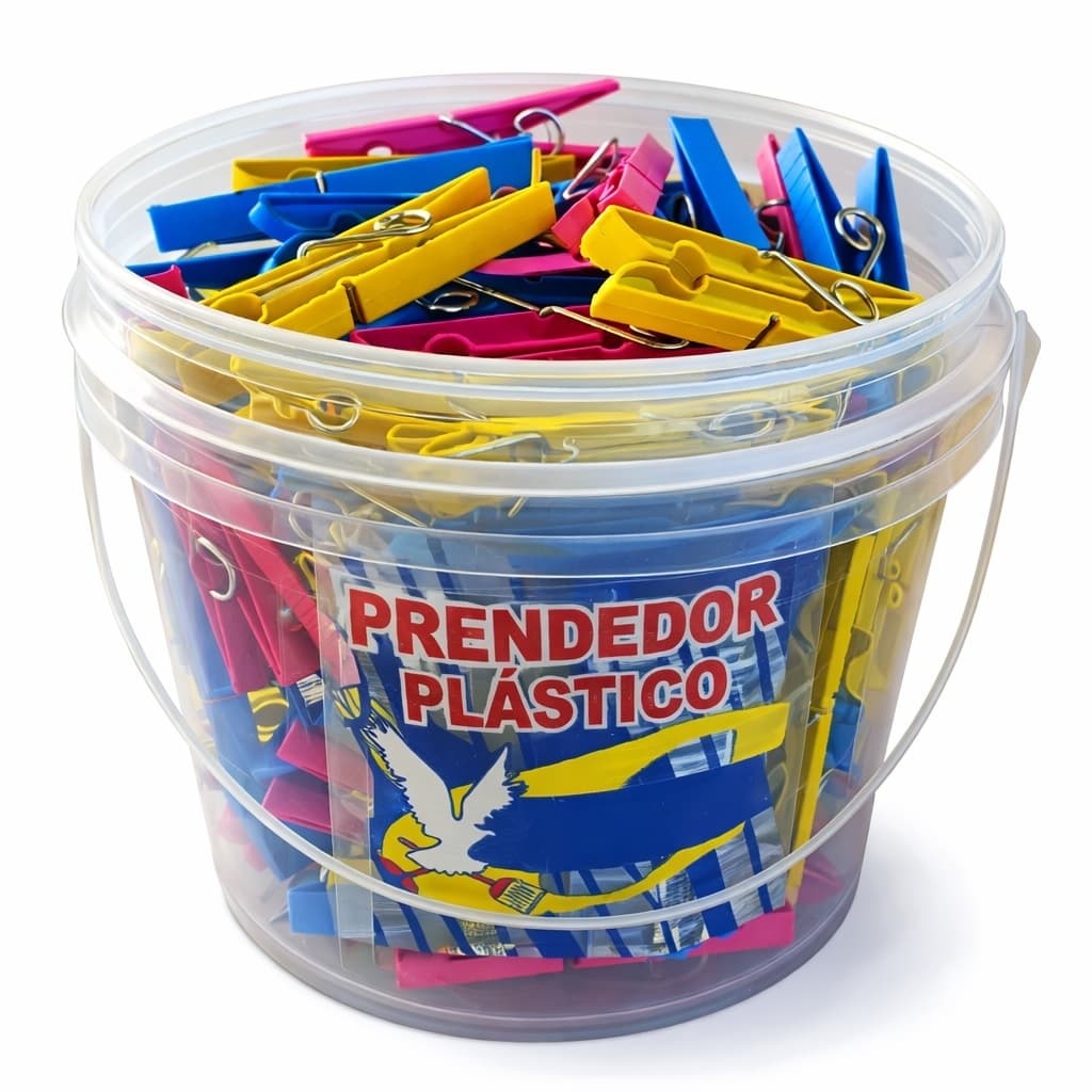 Prendedor de Roupas Plastico Kit  180 / 144 / 120 / 96 / 72 / 60 unidades c Balde pregador de Roupas