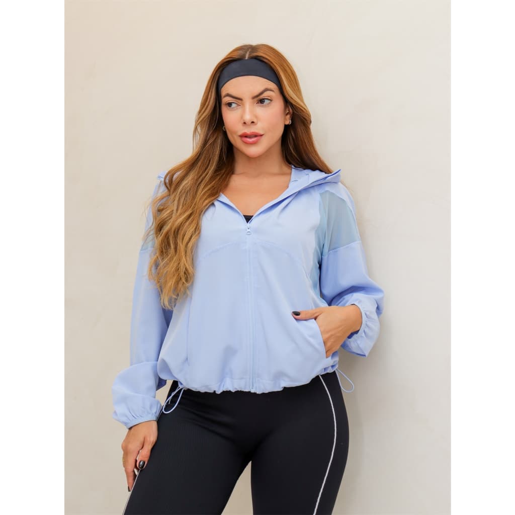 Jaqueta Feminina Esportiva Leve Respirável com Capuz Corta Vento Academia 3RD SD1941